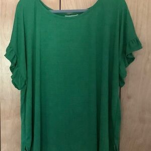Brand new Max Studio - brand new green top with ruffled cap sleeves -